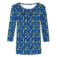 thumbnail image 4 of DDAPJ pyju Funny Hanukkah Shirt for Women 3/4 Length Sleeve Tops Novelty Menorah Graphic Tees Chanukah Celebration T-shirt Holiday Party Blouse Multicolor XXXL, 4 of 6