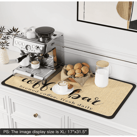 Coffee Mat Coffee Bar Mat Hide Stain Absorbent Drying Mat with Waterproof Rubber Backing Fit Under Coffee Maker Machine Pot Espresso Machine Accessories 16" * 24 "