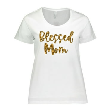 Inktastic Blessed Mom in Leopard Print Women's Plus Size T-Shirt