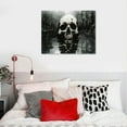thumbnail image 5 of PIKWEEK Large Black and White Skull Canvas Wall Art Abstract Halloween Day of Dead Skeleton Picture Print on Canvas for Home Bedroom Decor Ready to Hang16*12inch/20*16inch, 5 of 6