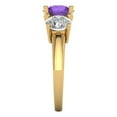 thumbnail image 3 of Clara Pucci 14K Yellow Gold Solid Gold Amethyst Three-Stone Anniversary Ring for Women - 3 cttw Round Cut, 3 of 8