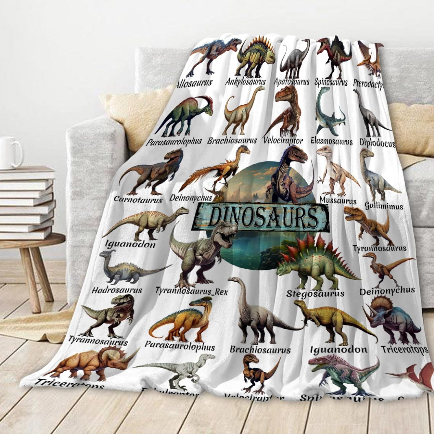 Dinosaur Blanket for Boys Girls,Dinosaur Gifts for Kids Blanket,Types of Dinosaurs Funny Throw Blanket,Soft Cozy Flannel Blanket Dinosaur Room Decor Gifts for Boys Girls,Kids Size-40"x50"