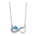 thumbnail image 3 of Gem Stone King 925 Silver Swiss Blue Topaz Infinity Ring Pendant Jewelry Set for Women (0.91 Cttw, Gemstone November Birthstone, Heart 4MM, with 18 inch Silver Chain, Size 5), 3 of 5