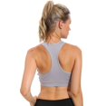 thumbnail image 4 of High Impact Racerback Sports Bra for Women - Grey, Medium | Workout Gym Activewear, 4 of 8