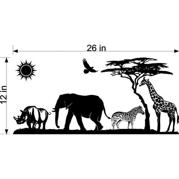 SAFARI ANIMALS VINYL WALL DECALS (YOU CHOOSE SIZE AND COLOR!)