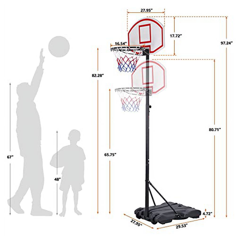 Portable Basketball Hoop, 5.8-7FT Height Adjustable Outdoor Goal System,Weather-Resistant, for Kids Youth,Adults in Backyard/Driveway/Indoor