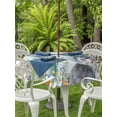 thumbnail image 2 of Happy Easter Outdoor Tablecloth - 60 Inch Round Dining Table Cover, Spring Bunny Easter Eggs Floral Teal Wood Waterproof Outdoor Table Cloth with Umbrella Hole & Zipper for Picnic/Patio/Party, 2 of 7