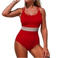 thumbnail image 2 of Bikinis for Women One Piece Summer 2026 Swimsuit Mesh High Waist Plunge Full Coverage Bathing Suits, 2 of 6