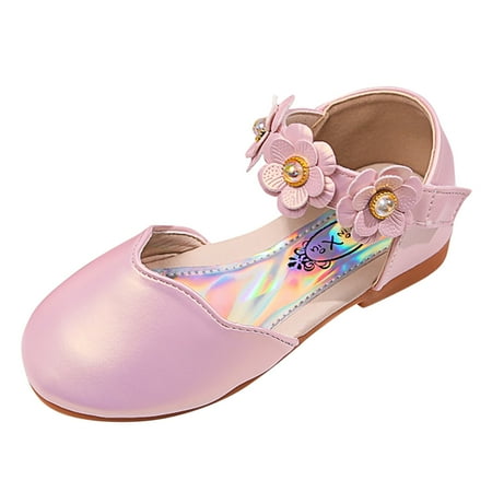 

nsendm Single Sandals Girls Baby Shoes Flower Kids Pearl Dancing Shoes Shoes Bling Toddler Slip on Shoes Girls Sandal Pink 9.5 Years