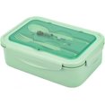 thumbnail image 1 of Caja bento, fiambrera, fiambrera hermética, 3 compartimentos, con cuchara y tenedor, cajas de seguridad a prueba de fugas, protección de la salud y el medio ambiente (verde) JFHHH pequeña, 1 of 5