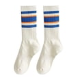 thumbnail image 3 of DHFJKG 5 Pairs Crew Socks For Women Knitted Stripped Preppy Style Calf Socks Breathable Soft Stockings, 3 of 3