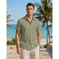 thumbnail image 5 of COOFANDY Men's Cuban Guayabera Linen Shirt - Short Sleeve Casual Beach Summer Button Down, 5 of 7