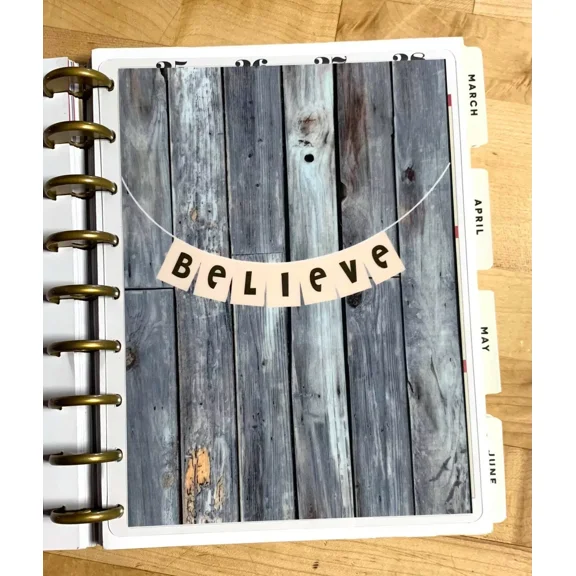 Believe Wood Background Two-Sided Dashboard For Use W Happy Planner