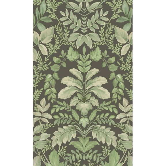 Charcoal Green Lush Overgrown Botanical Wallpaper