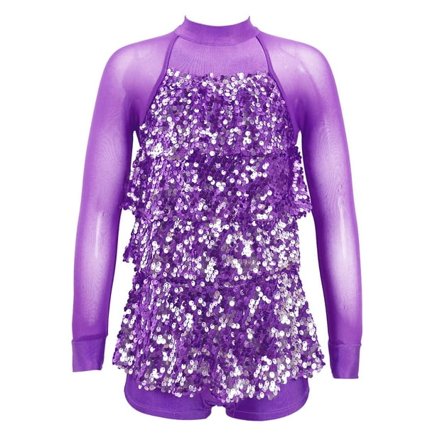 CHICTRY Kids Girls Sparkling Sequins HipHop Jazz Dance Leotard Jumpsuit Performance Costume