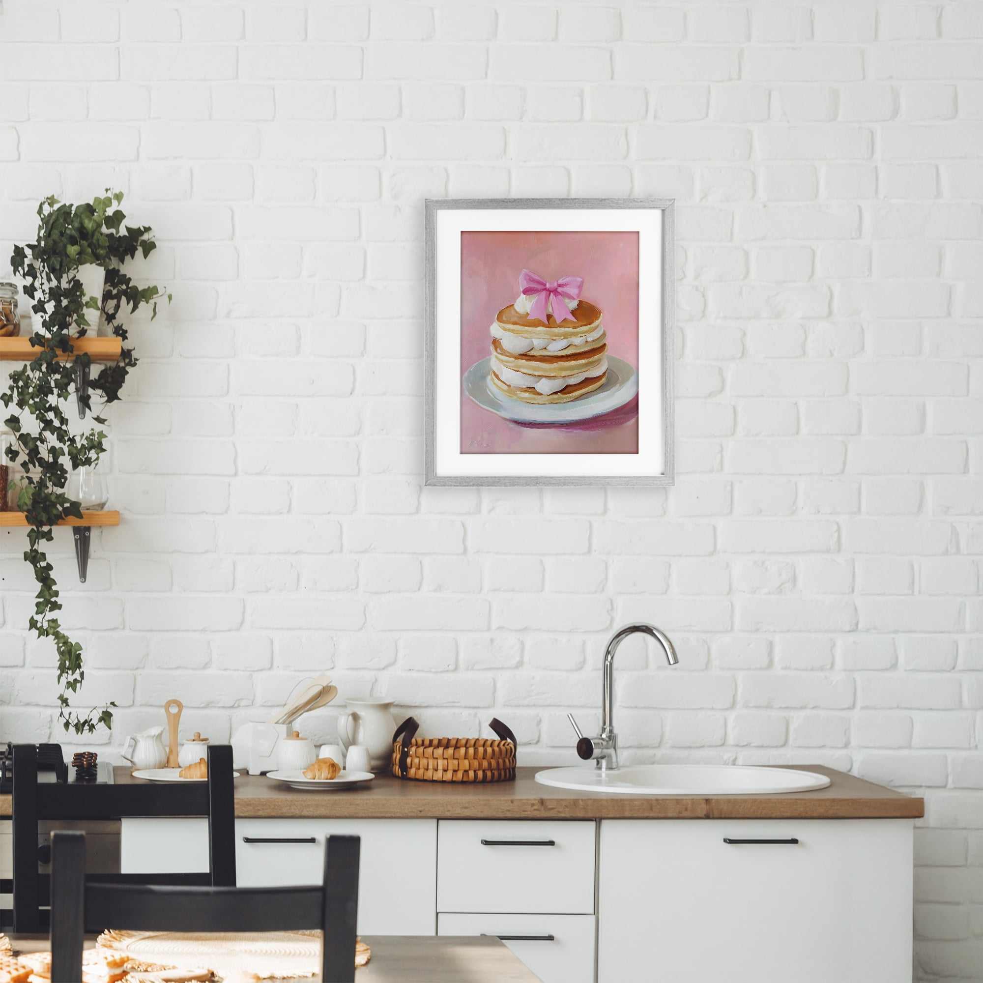 Stupell Industries Coquette Pancakes with Whipped Cream Gray Framed Print Under Glass, design by The Prints Vibe