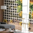 thumbnail image 4 of Sunflower Plaid Sheer Curtains 63 Inches Length 2 Panels Set, Window Sheer Curtains for Living Room/Bedroom, Country Sunshine Star Vintage Bee Black Light Filtering Rod Pocket Curtain 52'' x 63'' x 2, 4 of 7