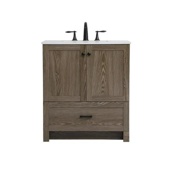 30 in. Single Bathroom Vanity, Weathered Oak