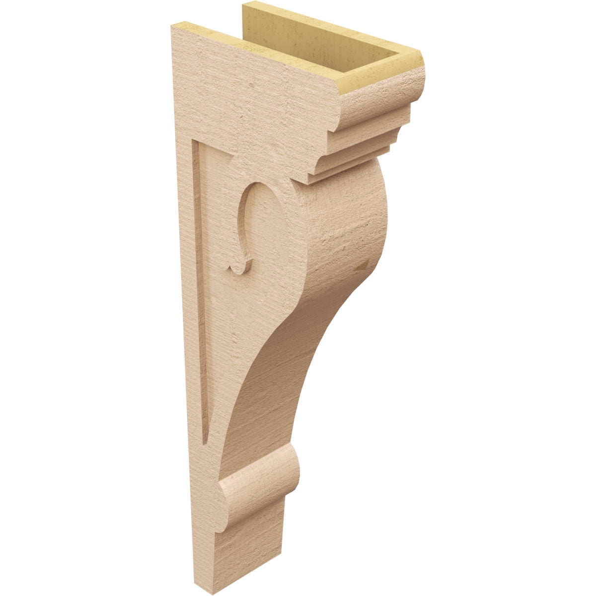 6"W x 12"D x 36"H Thin Mayflower Rough Cedar Woodgrain TimberThane Corbel, Primed Tan