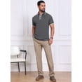 thumbnail image 2 of DARING DIVA Men's Contrast Trim Short Sleeve Button Closure Polo Shirts S Dark Gray, 2 of 7