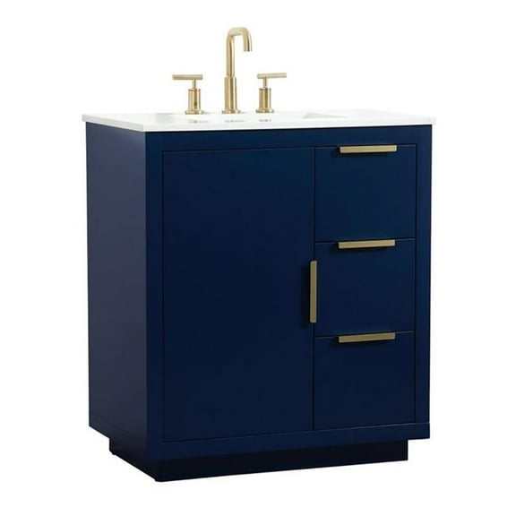 30 inch single bathroom vanity in blue