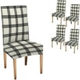 thumbnail image 2 of 4 Pack Plaid Chair Covers for Dining Room, Washable Seat Protector Black Check Elastic Outdoor Chair Cover for Kitchen Home Office or Party, 2 of 6