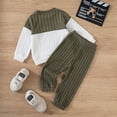 thumbnail image 4 of TOWED22 Toddler Baby Boy Clothes Color Block Fall Winter Outfit Long Sleeve Round Neck Sweatshirt and Pants Infant Set,AG,12-18 M, 4 of 9