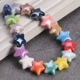 thumbnail image 3 of U8MO 10pcs Star Shape 14mm Glossy Shiny Handmade Ceramci Porcelain Loose Beads-Pink, 3 of 4