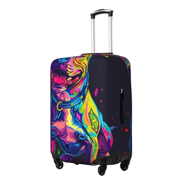 Balery Neon Pop Art Pitbull Funda de equipaje, fundas para maletas, elástica, lavable, protector de maletas, compatible con maletas de 18 a 32 pulgadas-Large