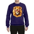 thumbnail image 2 of Lion With Sunglasses Animal Lover Unisex Crewneck Graphic Sweatshirt, Purple, Small, 2 of 3