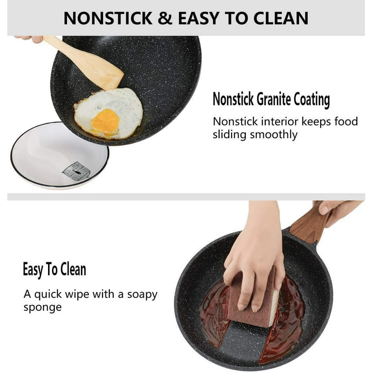 ESLITE LIFE Nonstick Deep Frying Pan with Lid, 5 Quart/11 Inch Granite  Coating Sauté Pan Compatible with All Stovetops (Gas, Electric &  Induction), PFOA Free