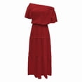 thumbnail image 2 of WTXUE Robes d'Été pour Femmes 2024, Robe d'Été pour Dames Couleur Unie Couleur Unie à une Épaule Taille Élastique à Manches Courtes, Robe Grande Taille, Robes Rouges pour Femmes, Rouge 3TG, 2 of 5