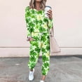 thumbnail image 2 of lcziwo Women Tracksuits 2 Piece Sets St.Patrick's Day Long Sleeve Sweatshirt Cute Shamrock Graphic Hoodie Pullovers with Drawstring Pants Jogger Sets Limited Time Deal,Green,L, 2 of 5