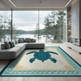 thumbnail image 2 of ODIKA 8'x10' Washable Area Rug Ocean Turtle Main Nautical Compass Center Map Wave Border Coral for Living Room, Under Sectional, Family , Durable, Non-Slip, 2 of 7