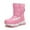 a-Pink256100, variant on VNKIDY Girls Children Flat Thick Sole Plush Lined Warm Snow Boots Traction Sole High Top Shoes For Winter Outdoor Activities Soft Footwear