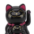 thumbnail image 2 of NFTIGB 4.5-inch Solar Powered Smiling Fortune Cat Ornament Automatic Hand Waving Lucky Figurine for Car Dashboard Desk Black, 2 of 9