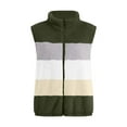 thumbnail image 6 of Virmaxy Womens Winter Sherpa Fleece Vest Color Block Fuzzy Fleece Coat Sleeveless Full Zip up Mock Neck Plush Jacket Warm Winter Coat Outerwear Olive Green XL, 6 of 7