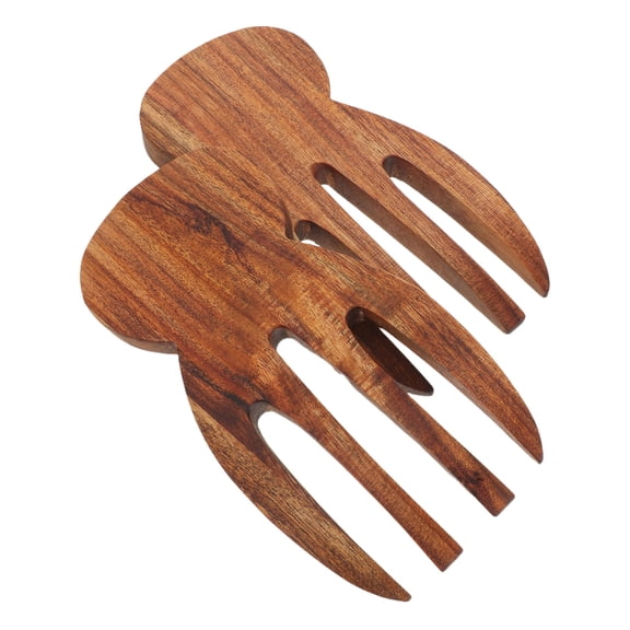 BESTYASH Acacia Wood Salad Tongs, Dark Brown, Comfortable Grip, Versatile, Nonstick Safe, 2Pcs