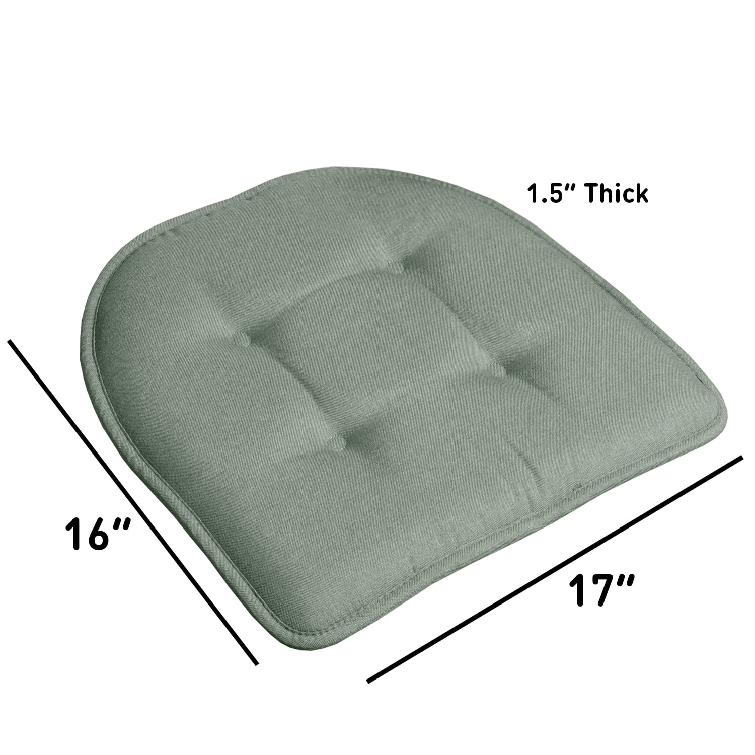 U-Shaped Memory Foam No Slip Back 16 x 16 Chair Pad Cushion 12 Pack - Scuba