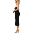 thumbnail image 6 of Liacowi Women Sexy Bodycon Midi Dress Sleeveless Contrast Color Patchwork Pencil Dress Casual Tank Dress Slim Fit, 6 of 9