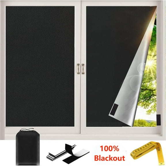 ABABENY Blackout Blinds Portable Blackout Curtains Black 100 Percent Blackout 39 x 57 in