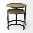 thumbnail image 2 of Aisley 19.3L x 19.3W x 19H Brown Wood W/ Black Metal Nesting Side Tables, 2 of 7
