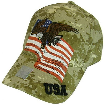 USA Men s Patriotic American Bald Eagle Adjustable Baseball Cap (Hunting Camo)