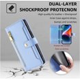 thumbnail image 4 of IPhone 15 Pro Max Flap Crossbody Case, Blue with Long Shoulder Strap and Short Wrist Strap Multifunctional Phone Case, 4 of 5