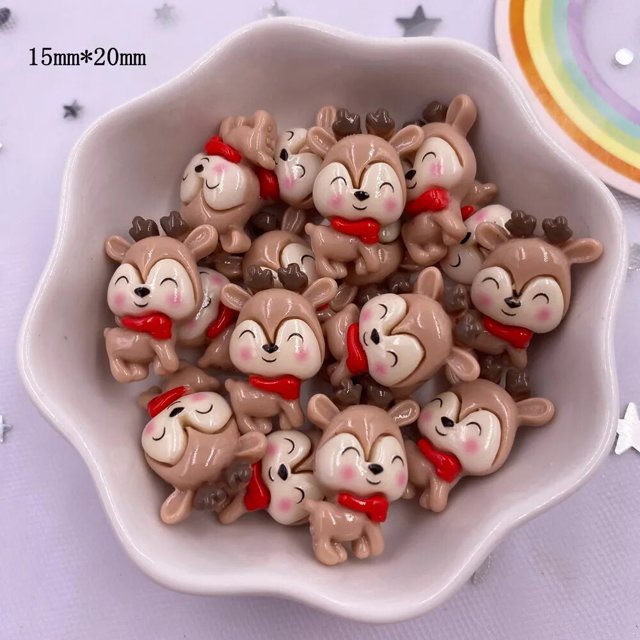 Mini árbol de Papá Noel colorido Kawaii de resina, alce, muñeco de nieve, campanas, estatuilla de Navidad de dibujos animados Flatback, álbum de recortes, manualidades de decoración DIY, 12 piezas
