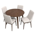 thumbnail image 1 of Allora 5-Piece Mid-Century Modern Dining Set w/ 4 Fabric dining chairs in Beige, 1 of 6