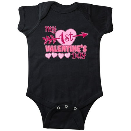 

Inktastic My First Valentine s Day with Pink Heart and Arrow Gift Baby Boy or Baby Girl Bodysuit