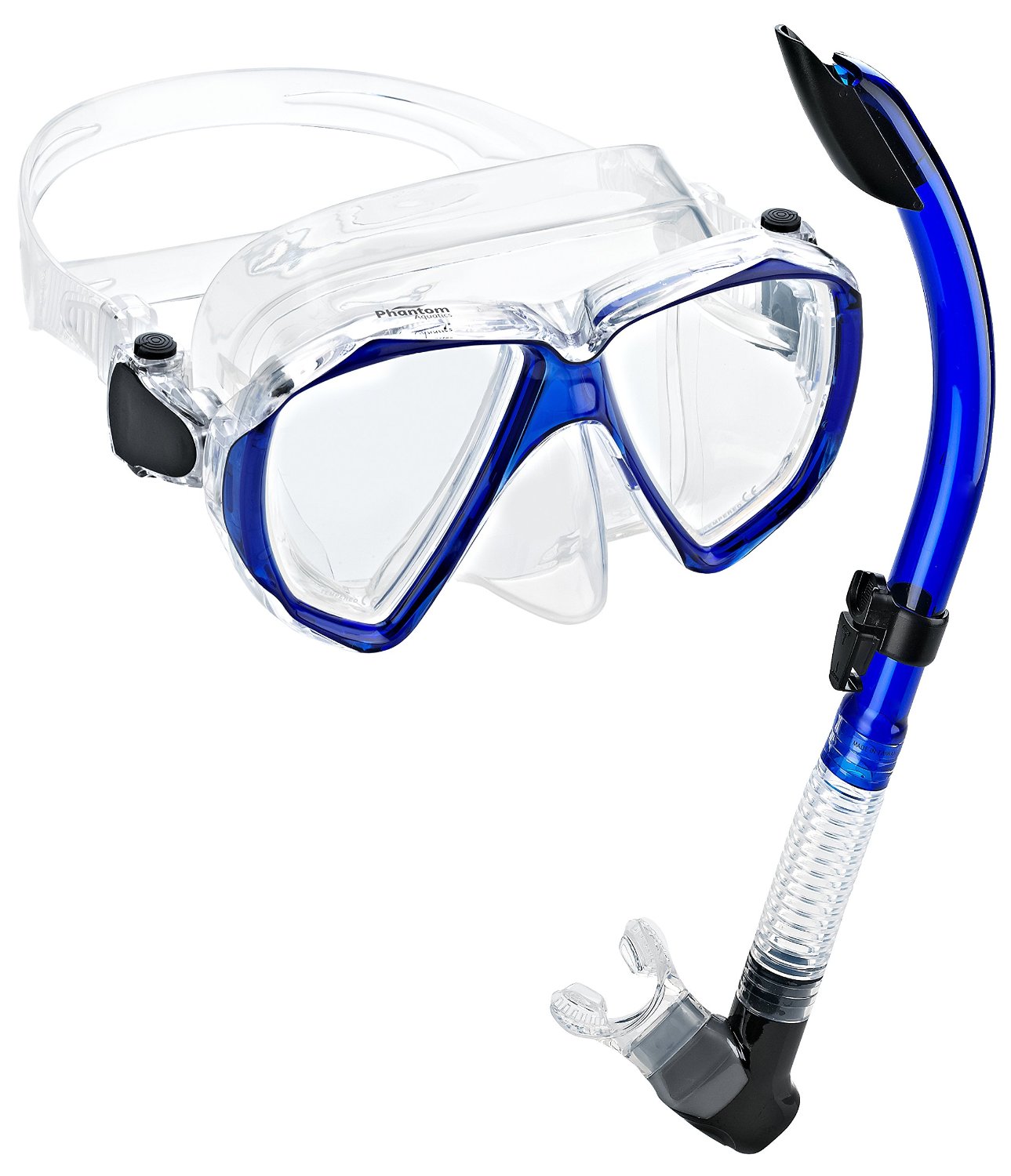 Phantom Aquatics Velocity Scuba Snorkeling Mask Snorkel Set, Blue