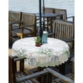 thumbnail image 2 of Hokiten Outdoor Tablecloths with Umbrella Hole & Zipper, Sage Green Shell Round Tablecloth 54 Inch, Coastal Nautical Seahorse Conch Coral Waterproof Table Cloth, Patio/Pool/Picnic Table Covers, 2 of 7