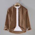 thumbnail image 4 of XDZJLR Mens T Shirts Retro Corduroy Stand Up Solid Color Fashionable Long Sleeved Tops, 4 of 4